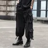 Herrenhosen Schwarze Herrenhose mit mehreren Taschen und Kordelzug-Design, Hip-Hop-Street-Style, lockere, lässige Cargohose 231128