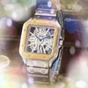 Populaire heren grote superholle horloges met skeletwijzerplaat Stopwatch Premium roestvrijstalen riemklok Quartz uurwerk chronograaf Vintage polshorloge Montre de Luxe