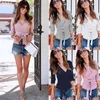 Women's Sweaters Womens Ladies Wrap V-Neck Slim Lace Up Waist Tie Jumper Ribbed Long Sleeve Knit Tops Pullovers Pink Chic