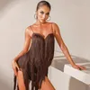 Scene Wear Zym Crypto Full fransar klänning Sexig slip latin danklänningar kjolar kvinnor balsal tävling övning kläder 6214