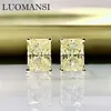 Stud luomansi 100%-S925 Sterling Silber glitzernder Rechteck weiß gelbe Carbon Diamant Ohrringe Frau Schmuck273y