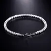 Trendy Crystals Women Bracelets Jewelry 925 Sterling Silver CZ Tennis Bracelet Chains Wedding Fashion Rhinestones Jewelry Ladies P253W
