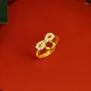 Fedi nuziali 2023 Colore oro lucido Cuore a forma di arco Anello da donna Moda Micro cristallo strass Gioielli regalo Lusso 24K d'oro