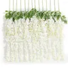 Dekoratif çiçekler 12 paketi/set yapay dekorasyon sahte wisteria asma ratta asılı çelenk ipek ip ev partisi düğün dekor