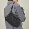 Sacs de soirée Xiuya Girly Sac à bandoulière Femmes Ruban Bow Plissé Cuir Verni Femme Corée Dames Pochette sous les bras avec coeur 231128