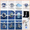 925 charm beads accessories fit pandora charms jewelry Wholesale Blue Night Sky Sparkling Star Moon Bead