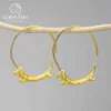 Lotus Fun Lovely Flying Dachshund Dog Big Round Hoop Earrings Real 925 Sterling Silver 18K Gold Earrings for Women Jewelry 210507290b