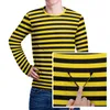 Erkek Tişörtleri Bumble Arılar T-Shirt Adam Sarı ve Siyah Stripes Kawaii Sonbahar Yenilik Tişört Tişört Uzun Kol Deseni Plus Boyut