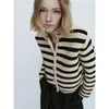 Tricots pour femmes M's même style printemps et automne version ajustée avec boucle rayée petit parfum tricoté cardigan veste courte