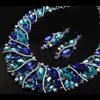 Bröllopsmycken Set Vintage Statement Crystal Necklace Earrings Set Retro Dubai Bridal Set's Party Luxury Big Colorful Jewelery Gift 231128