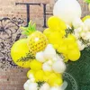 Decoração de festa 116 pcs amarelo branco balão guirlanda arco kit grande folha de alumínio abacaxi casamento aniversário bebê chuveiro decorações2374