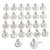 Breloques 1PC Acier Inoxydable Rond Initial Alphabet Message "A-Z" Coquillage Pendentif DIY Faire Collier Bracelets Bijoux 24mm X 16mm