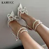 Sandalen Neue Strass Butterflyknot Sandalen Frau Hochzeit Pumps High Heel Sandalen Frauen Kristall Perle Diamant High Heels Party Schuhe J230428