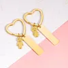 Hoop Earrings 1 Piece Stainless Steel Mirror Surface Boy Girl Long Bar Silver/Gold Color Key Chain