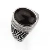 Cluster Rings 925 Sterling Sier Men Finger Ring With Dark Brown Agate Stone Punk Big Onxy Clear Cz Fine Wedding Jewelry Drop Delivery Dhh9N