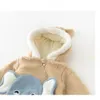 Rompers Baby Cute Winter Cartoon Elephant Coat Fur Lining Boys Girls Jumpsuits Thicken born Outfit Clothings 231128