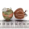 Decorative Objects 30mm Apple Figurine Natural Amethyst Crystal Carved Reiki Healing Gems Quartz Room Furnishing Ornament Home Decor Christmas Gift 231128