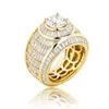 Herr Hip Hop Full Diamond Stone Rings Bling 18k Real Gold Plated Cubic Zircon Finger Ring Jewelry Gift315U