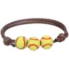 Nouveau fil ciré à la main populaire Football Softball Bracelet à breloques Bijoux de sport pour la vente en gros