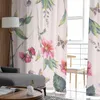 Flores de cortina e plantas florescem com borboleta folhas cortinas puras para o tratamento da janela de quarto da sala de estar de chiffon de cozinha