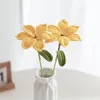 Flores decorativas quente aconchegante crochê vibrante mão-malha buquê de lírio realista diy artesanato presentes de flores para decoração de casamento em casa