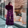 Women's Down Parkas Maomaokong 2022 Nowa zimowa kurtka dla kobiet Fe Natural Raccoon Big Real Futro Kołnierz Kobiet Parkas X-Long Down Coat