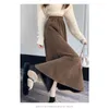 Skirts Autumn And Winter Corduroy Half Skirt Women's Mid Length Wrapped Hip Plus Velvet A-line