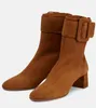 Berömd vinterdesigner läder aquazzura manzoni bootie svart grå brun mocka slouchy kvinna bootie utsmyckad lek mitten kalvblock häl sträcka 35-43