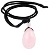 Pendant Necklaces TUMBEELLUWA Natural Rose Quartz Heart Egg Shape Reiki Healing Crystal Rope Chain Necklace Adjustable Cord For Women