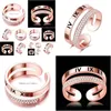 Anneaux de mariage Arrivée Top Qualité 18kgf Rose Gold Rempli Roman Lettre Bague Aadd Zircon Micro Pave Pour Femmes Anniversaire Entier Dhqqn