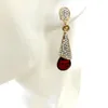 Висячие серьги, модные длинные красные серьги с австрийскими кристаллами, 2023/Роскошные корейские свадебные аксессуары/Brincos/Boucle D'Oreille/Bijoux Femme