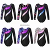 Scene Wear Kids Girls Ballet Dance Gymnastic Leotard Long Sleeve Printed Bodysuit Ballet Suit for Skating Dance Stage PerformancePhemeralew