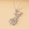 Mode Love Rose Necklace Natural Zircon Infinite Rose Pendant Necklace For Women Engagement Wedding Jewelry Anniversary Gift