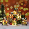 الأشياء الزخرفية التماثيل ديكورات عيد الميلاد راتنج منزل صغير المناظر الطبيعية الحلي المناظر الطبيعية هدايا 231128