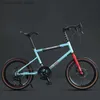 バイク20インチスモールホイールレーシングロードバイクウルトラライト高炭素鋼16速度フレームDoub Disc Brake Portab Adult Mini Bicyc Q231129