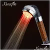 Bathroom Shower Heads Xueqin Colorf Led Light Bath Showerhead Water Saving Anion Spa High Pressure Hand Held Head Filter Nozzle Y200 Dheqv