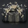Headpieces Chinese Bridal Headgear Golden Phoenix Crown Xia Pi Costume Hair Accessories Set Wedding Hanfu