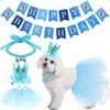 Hundkläder husdjur lycklig födelsedagsdekoration kostym hattar bowknot halsband halsnadsklänning klänning banners husdjur party leveranser tillbehör