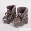 Primi camminatori Primi camminatori Caldo inverno Vera pelle di lana Pelliccia Neonato Stivali Bambina bambino Mocassini morbidi Scarpe con peluche Sheepski Dhcf5