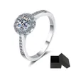 Anéis de casamento Smyoue personalizado 2ct anel de noivado real para mulheres clássico rond corte 925 prata laboratório diamante promessa banda gra 231128