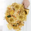 Dekorative Blumen, 30 Stück, 6 cm, Seide, Gold, künstliche Rosenblütenköpfe für Zuhause, Hochzeit, DIY, Scrapbooking, Weihnachtsgirlande, Dekoration, Fake