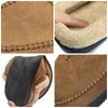 Slippers Men's Slippers Home Winter Indoor Plush Warm Shoes Thick Bottom Plush Waterproof Leather House Slippers Man Suede Cotton Shoes 231128