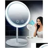 Speglar 3 i 1 LED -lampsmakeup spegel med 5x förstoringsfläkt skönhet bris kosmetisk skrivbord hålla hud sval ljus dbc drop leverans h dhfwq