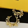 Frauen Designer Ohrstecker Gold Silber Luxusmarke Brief Peal Creolen Einfache Art Schmuck Big Circle F Ohrring Für Lady Party Travel