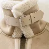Mulheres jaquetas inverno moda casual dupla face curto cordeiro velo lapela cinta decorativa casaco casaco 231129