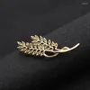 Brooches Women Girls Pretty Ear Of Wheat Copper Lapel Pins Full Clear Zircon Paved Olive Branch Brass Dress Clothes Jewelry