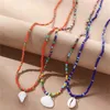 Hänge halsband boho mode färg blandad ris pärla kedja vit skal set halsband för kvinnor vintage etnisk stil hiphop strand smycken