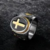 Wedding Rings Christian Holy Jesus Cross Unisex Prayer German Eagle Enamel Ring Templar For Women Men Stainless Steel Black Religi252L
