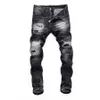 DSQ slim black Men's Jeans Cool Guy Jeans Classic Hip Hop Rock Moto Casual Design Ripped Distressed Denim Biker DSQ2 Jeans 406