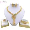 Set di gioielli da sposa Lusso Dubai Colore oro per donna Collana Bracciale Orecchini Anello Set di gioielli da sposa africani 231128